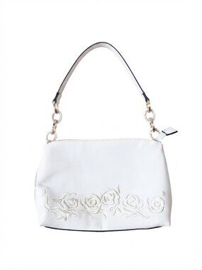 White Rose Embroidered Shoulder Bag